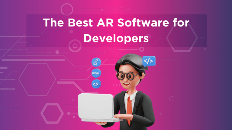Developer building an augmented reality app with leading AR software tools